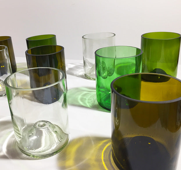 Verre upcyclé et artisanal cul de bouteille de vin - 25 cl