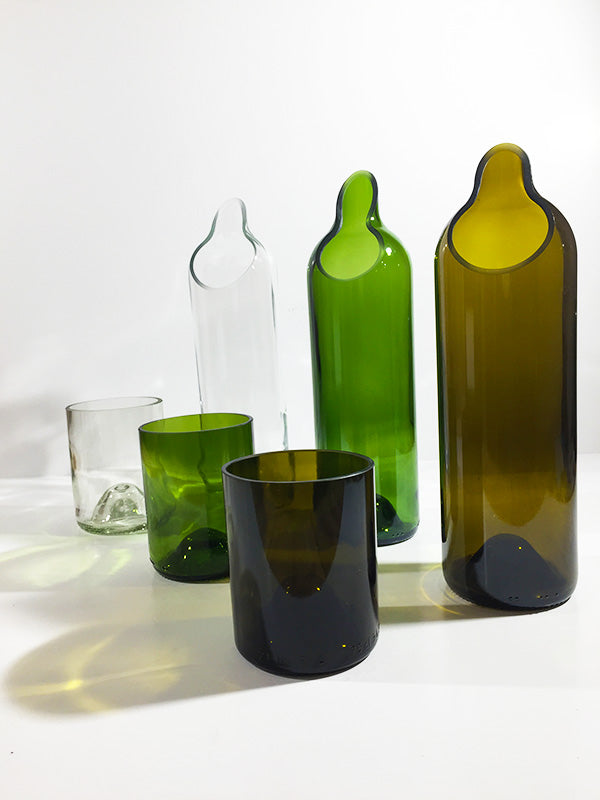 Carafe artisanale en verre recyclé, bouteille de vin - Bordeaux