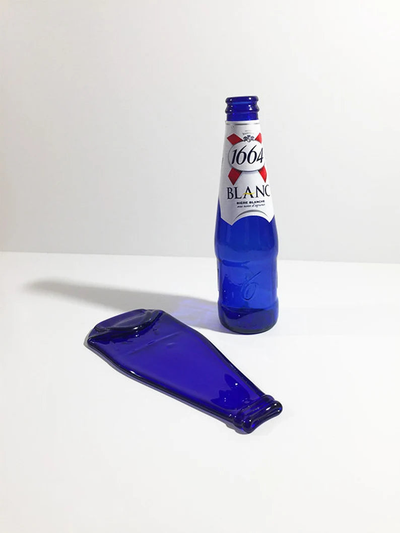 Repose-cuillère Artisanal en Bouteille 1664 Recyclée – Design Bleu Iconique