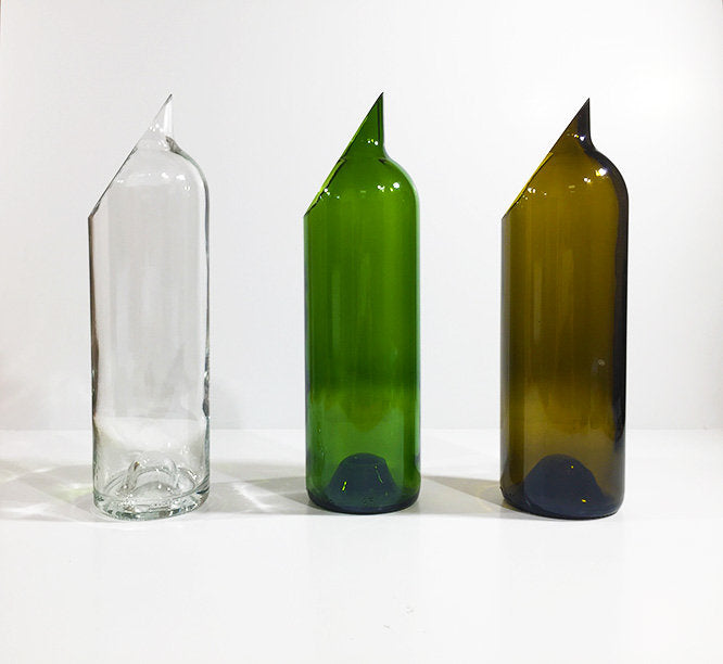 Carafe artisanale en verre recyclé, bouteille de vin - Bordeaux