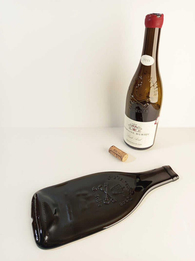 Plateau apéro bouteille de vin Châteauneuf-du-Pape fondue - Artisanat français