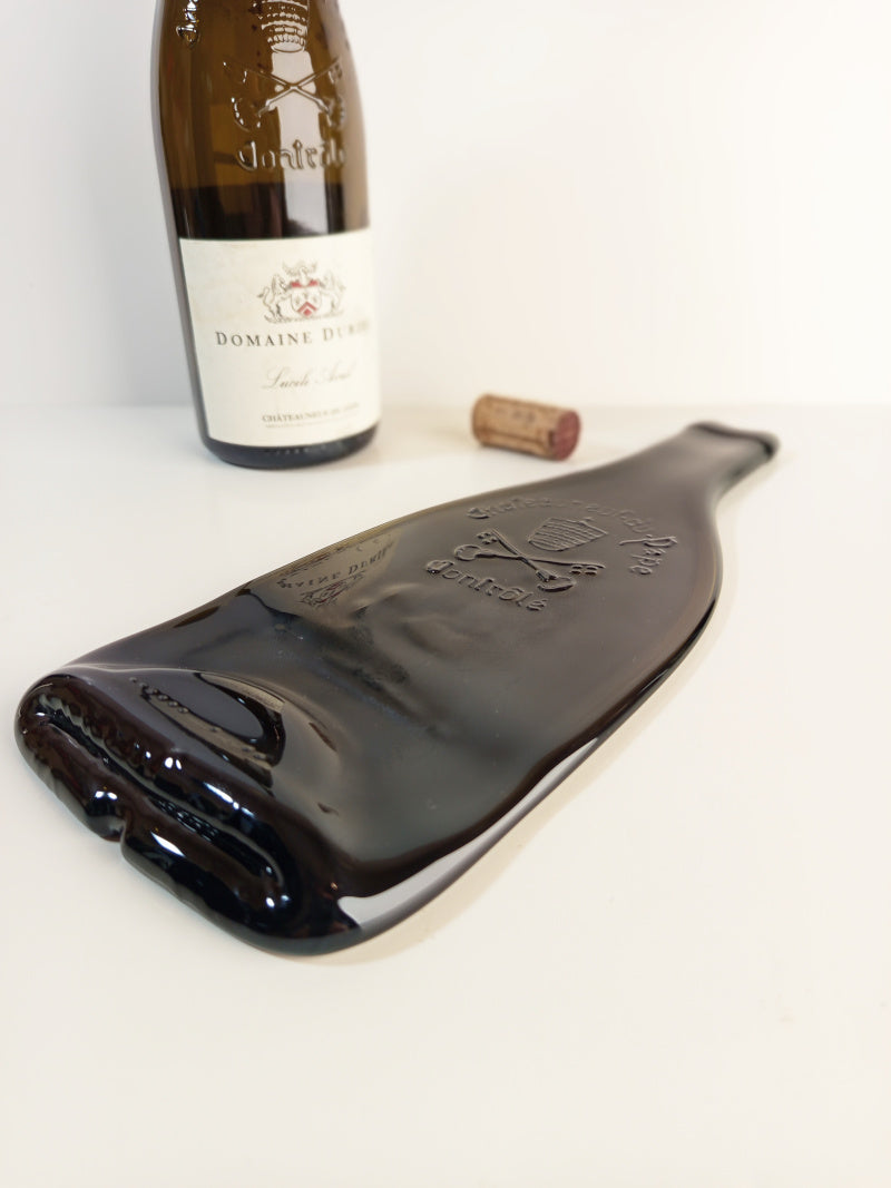 Plateau apéro bouteille de vin Châteauneuf-du-Pape fondue - Artisanat français