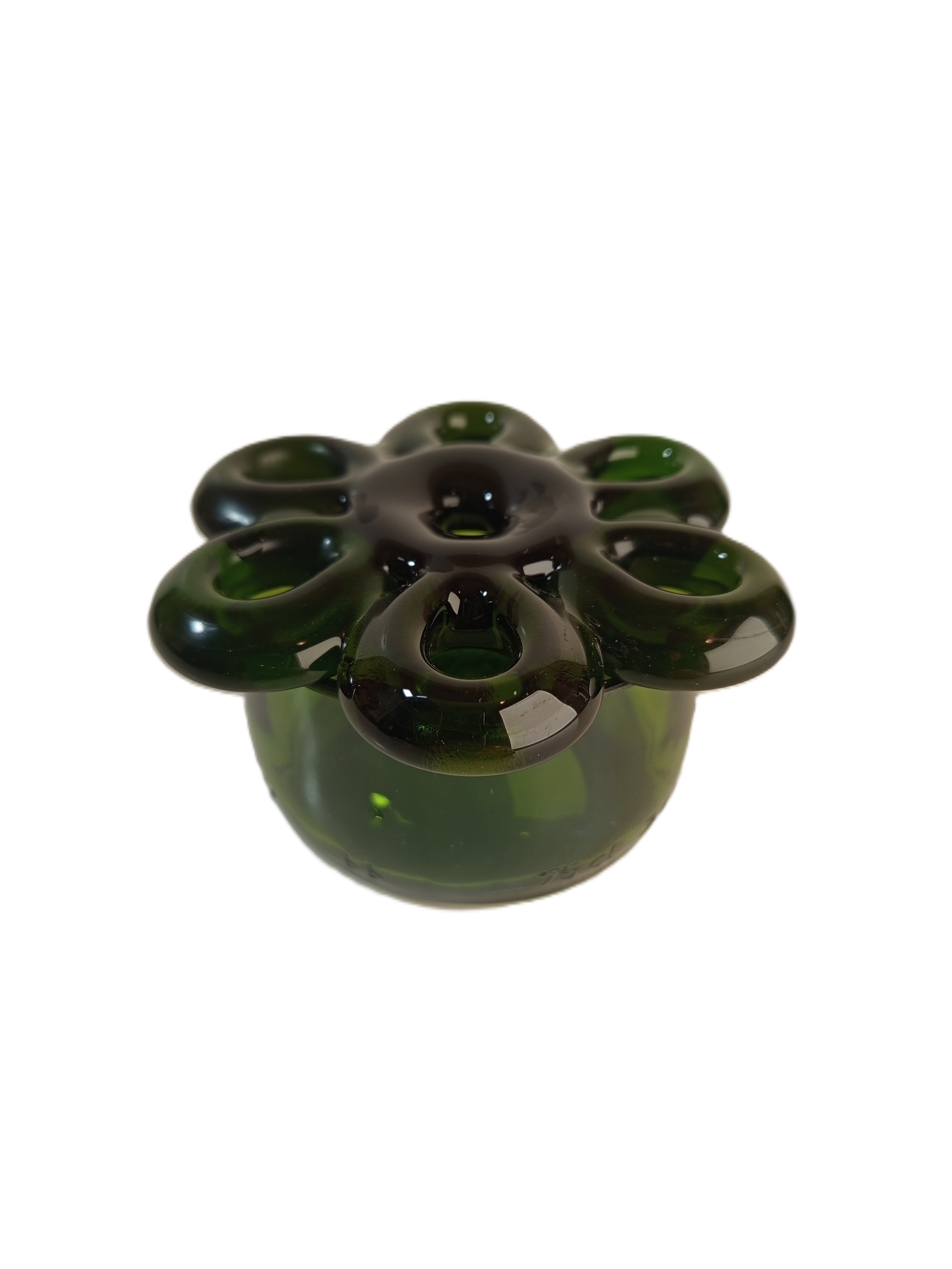 Pique-fleur artisanal en verre recyclé et son socle cul de bouteille – Organisez vos bouquets avec élégance