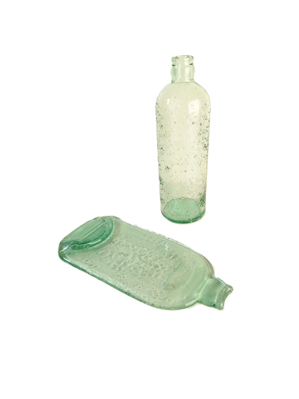 Repose-cuillère Artisanal Bouteille de liqueur en verre bullé (Quantité très limitée)